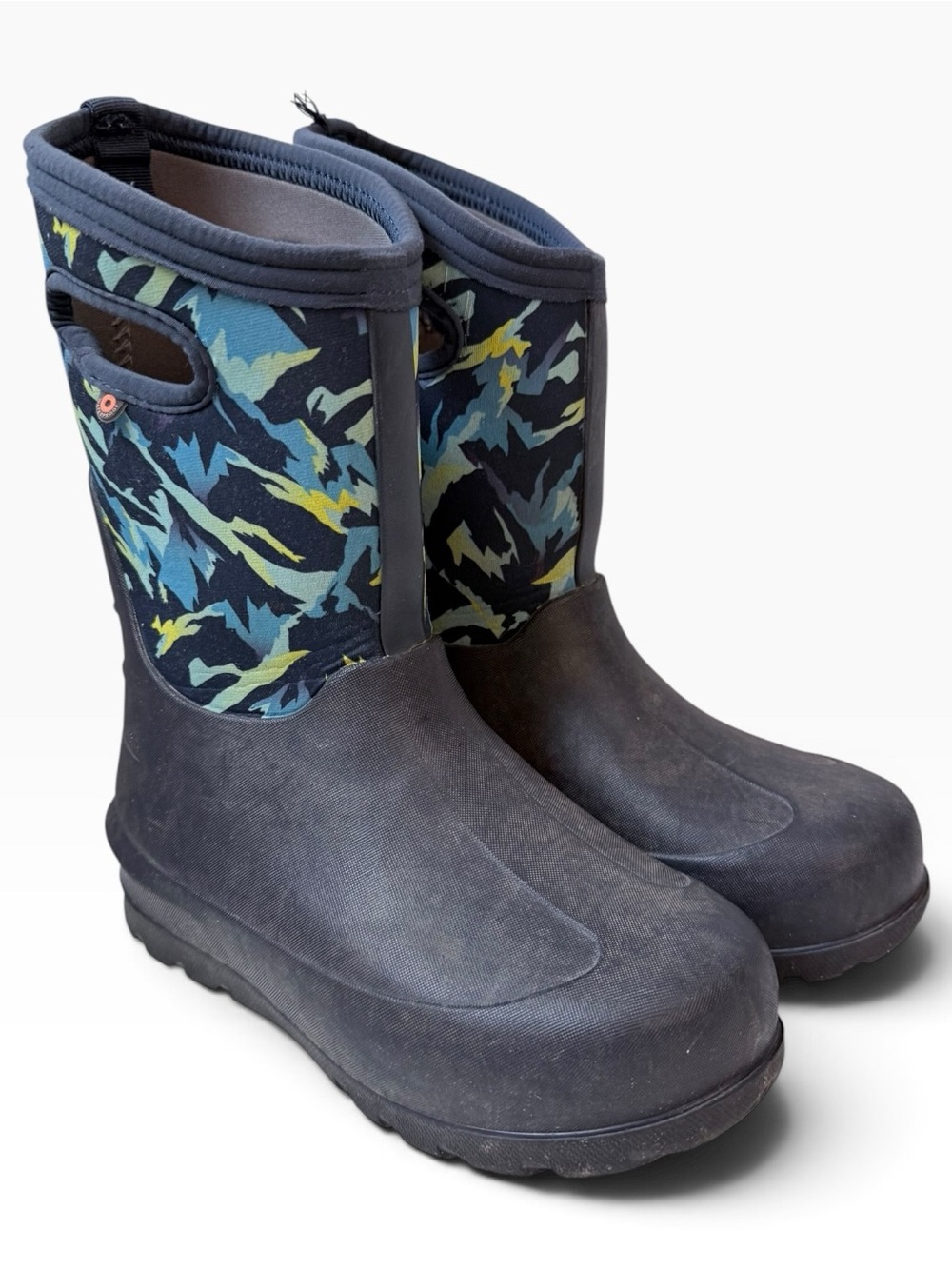 Kids Bogs Classic Pull On Waterproof Insulated Boots Navy Print Size Youth 4
